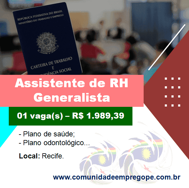 Assistente de RH Generalista com salário de R$ 1.989,39 para segmento de terceirizada energia