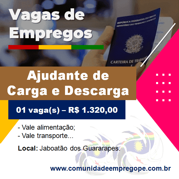 Ajudante de Carga e Descarga com salário de R$ 1.320,00 para empresa de transporte de cargas