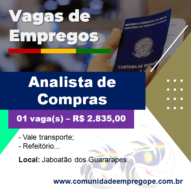 Analista de Compras com salário de R$ 2.835,00 para empresa do segmento de terceirização e serviços
