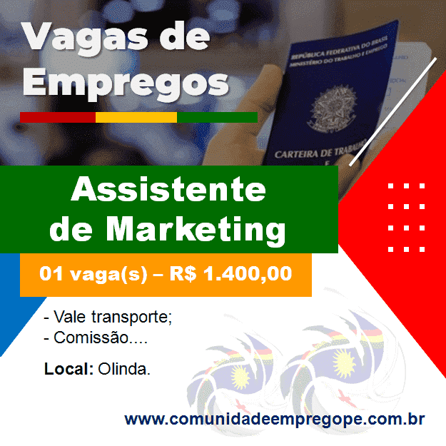 Assistente de Marketing com salário de R$ 1.400,00 para segmento de indústria de alimentos