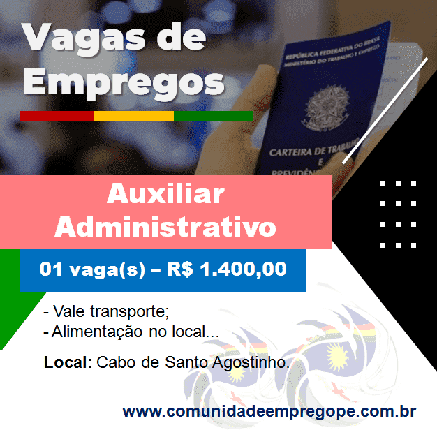 Auxilar Administrativo com salário de R$ 1.400,00 para empresa do segmento industrial