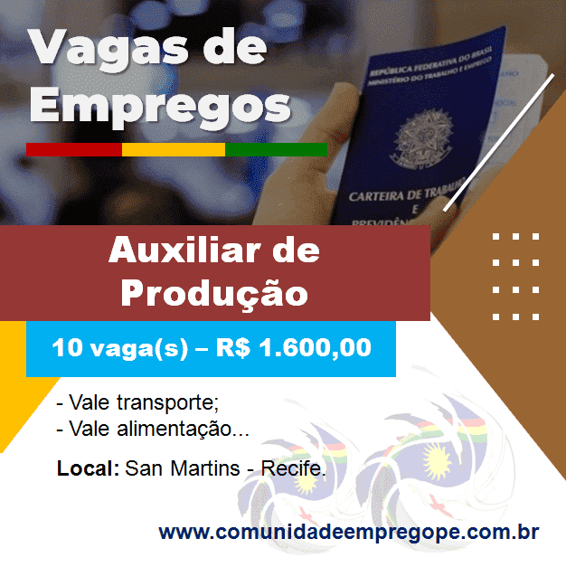 Auxiliar de Produção, 10 vagas com salário de até R$ 1.600,00 para segmento industrial gráfica