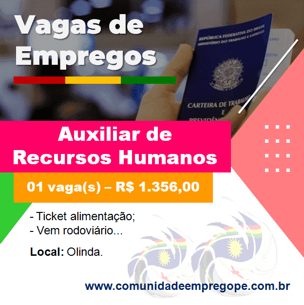 Auxiliar de Recursos Humanos com salário de R$ 1.356,00 para segmento de transportes e turismo