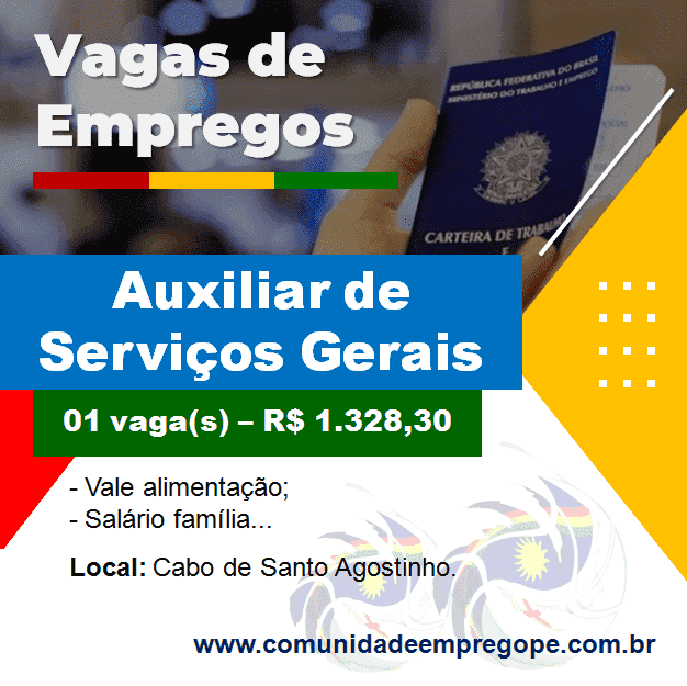 Auxiliar de Serviços Gerais com salário de R$ 1.328,30 para empresa do segmento de fábrica de poliéster