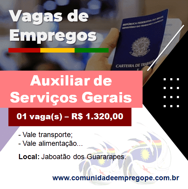 Auxiliar de Serviços Gerais com salário de R$ 1.320,00 para segmento de indústria química
