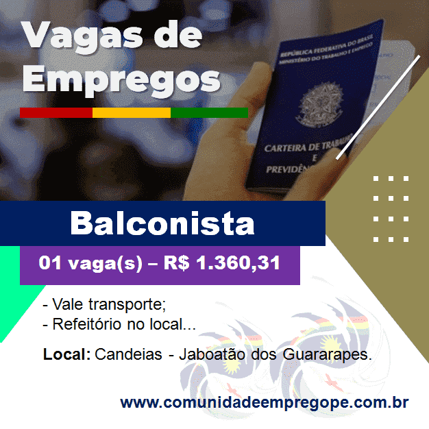 Balconista com salário de R$ 1.360,31 para empresa do segmento de padaria