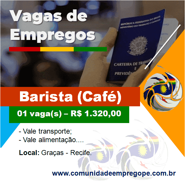 Barista (Café) com salário de R$ 1.320,00 para segmento de comércio de cafeteria