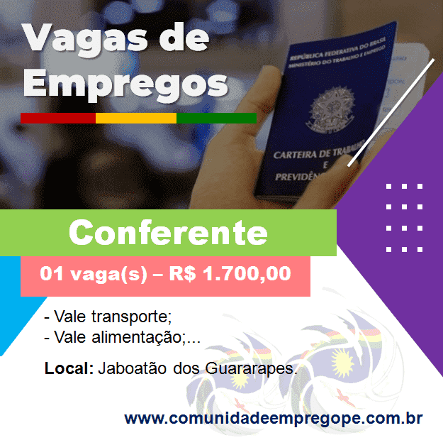Conferente com salário de R$ 1.700,00 para empresa do segmento de transportadora de cargas