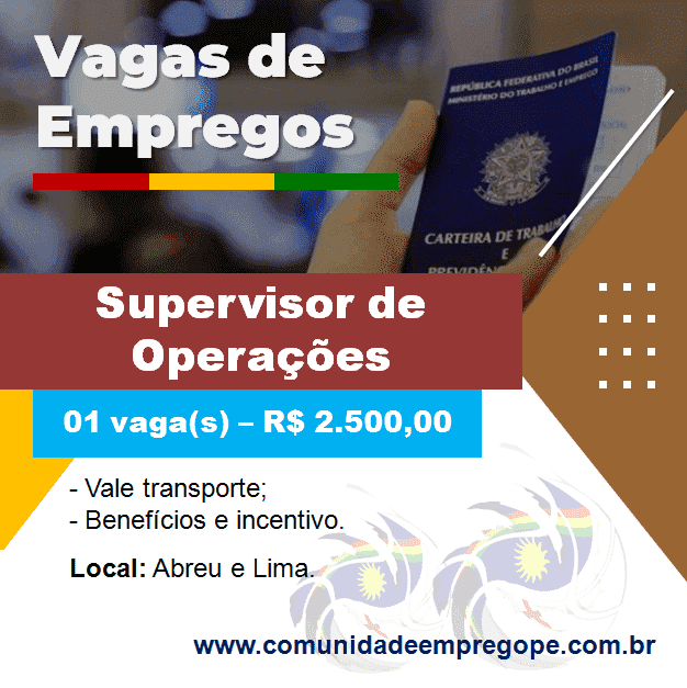 Supervisor de Operações - Líder com salário de R$ 2.500,00 para segmento de logística e armazenagem