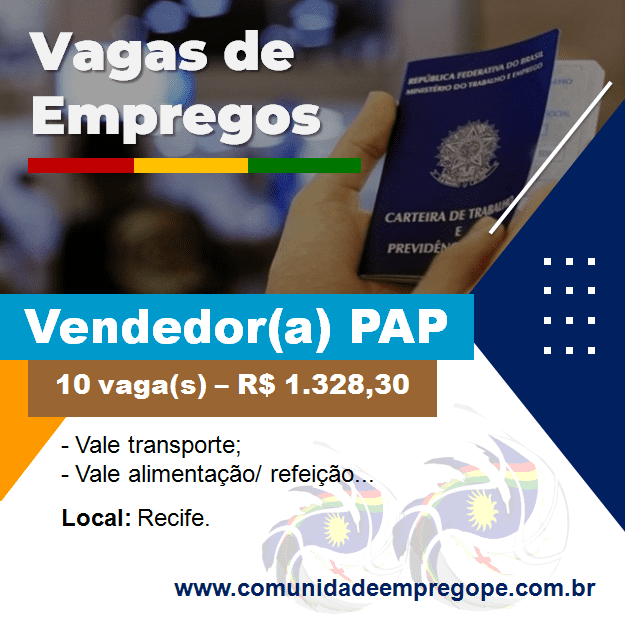 Vendedor(a) PAP, 10 vagas com salário de R$ 1.328,30 para segmento de serviços póstumos