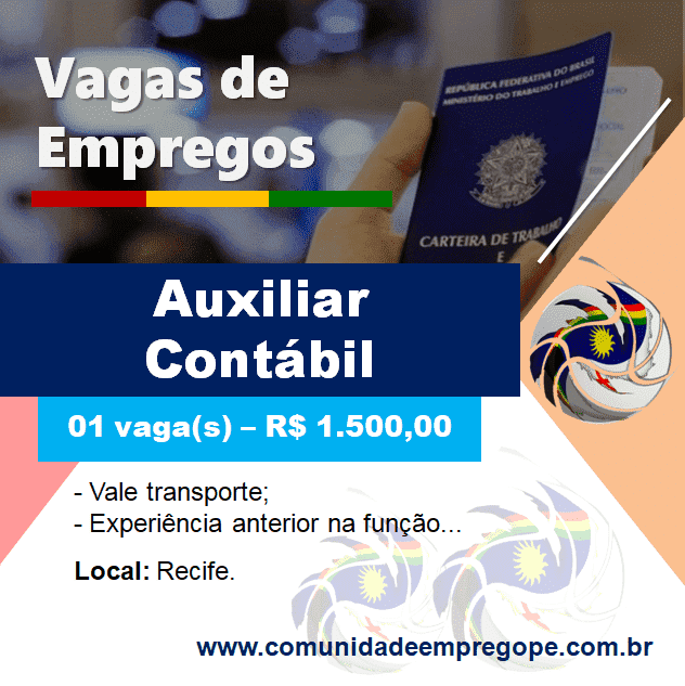 Auxiliar Contábil com salário de R$ 1.500,00 para empresa do segmento administrativo