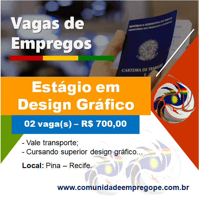 Estágio em Design Gráfico, 02 vagas com bolsa de R$ 700,00 para empresa de gráfica