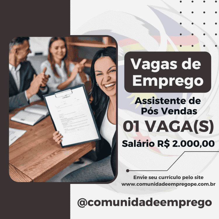 Assistente de Pós Vendas com salário de R$ 2.000,00 para empresa especializada em importação e distribuição