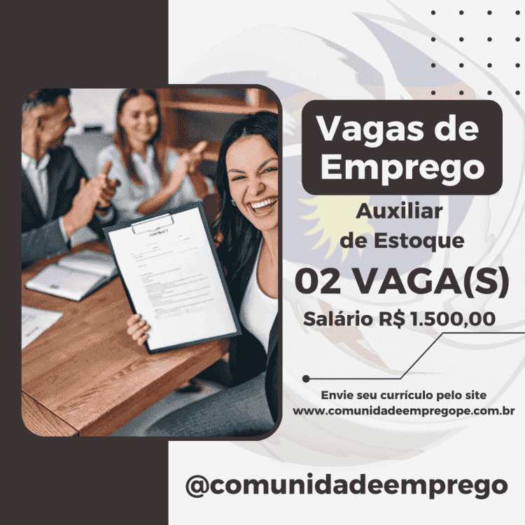 Auxiliar de Estoque, 02 vagas com salário de R$ 1.500,00 para segmento de comércio automotivo