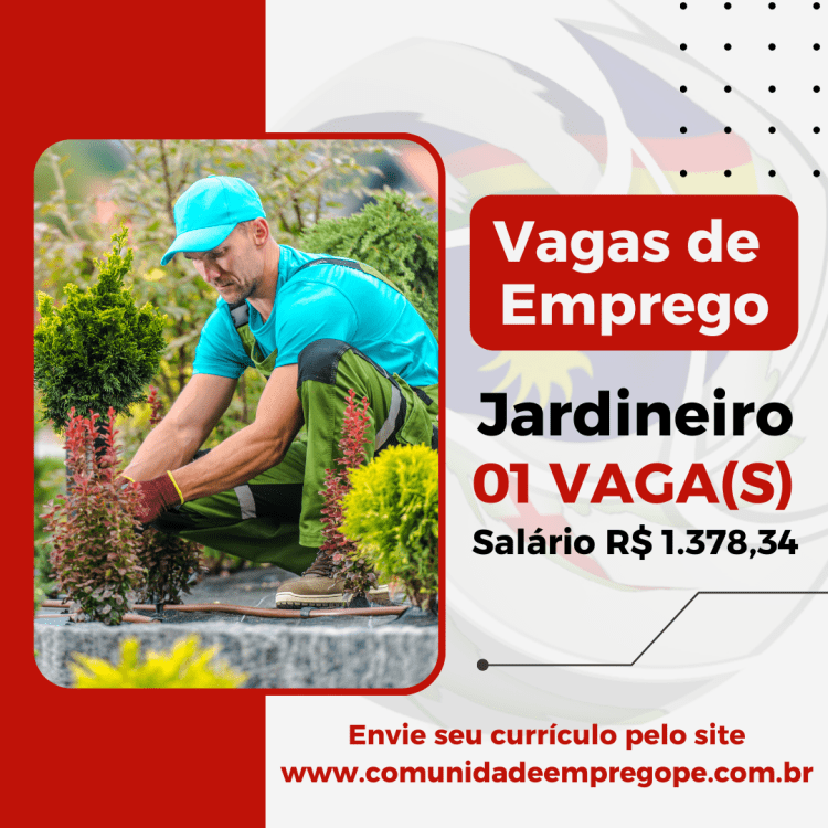 Jardineiro com salário de R$ 1.378,34 para empresa de terceirização de serviços