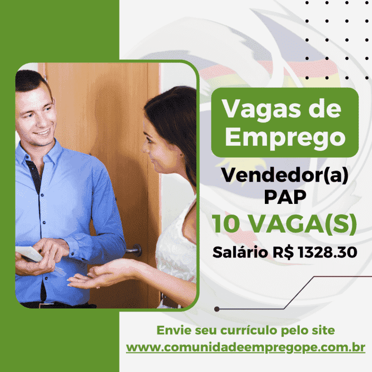 Vendedor(a) PAP, 10 vagas com salário de R$ 1328.30 para empresa de serviços póstumos