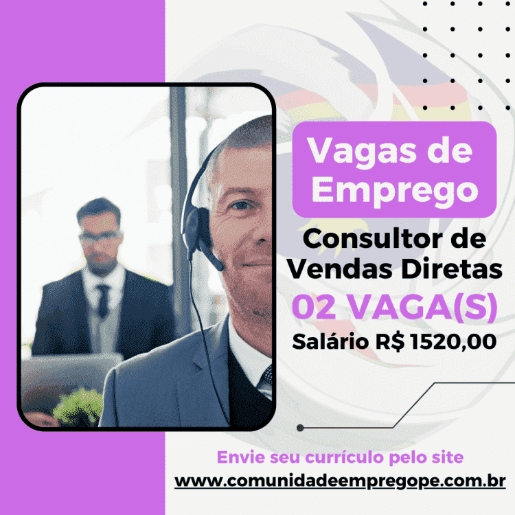 Consultor de Vendas Diretas, 02 vagas com salário de R$ 1520,00 para empresa do segmento automotivo