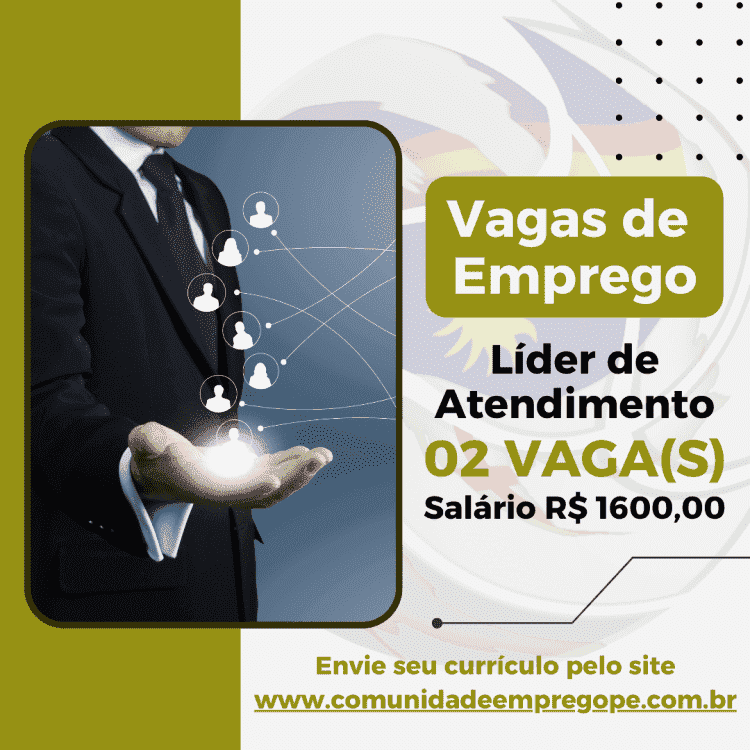 Lider de Atendimento e Vendas, 02 vagas com salário de R$ 1600,00 para segmento de saúde e bem estar