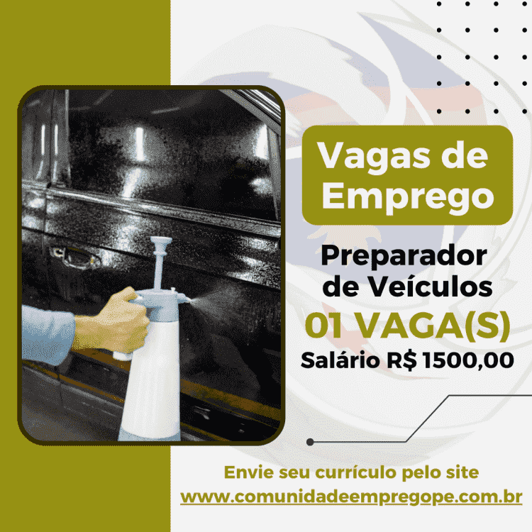 Preparador de Veículos com salário de R$ 1500,00 para segmento de vendas de veiculos