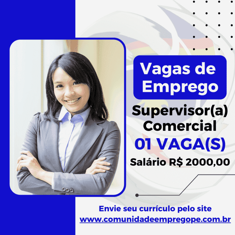 Supervisor(a) Comercial com salário de R$ 2000,00 para empresa de educação em ensino superior