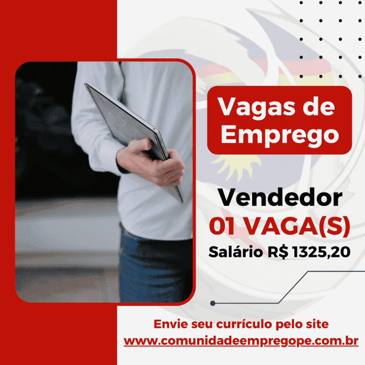 Vendedor com salário de R$ 1325,20 para segmento de vendas, instalação e manutenção de bombas d'água