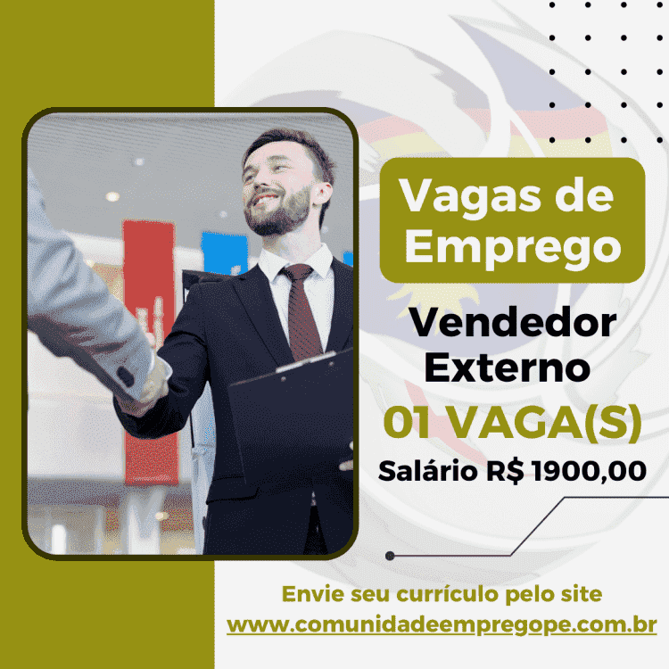 Vendedor Externo com salário de R$ 1900,00 para indústria do segmento de construção civil