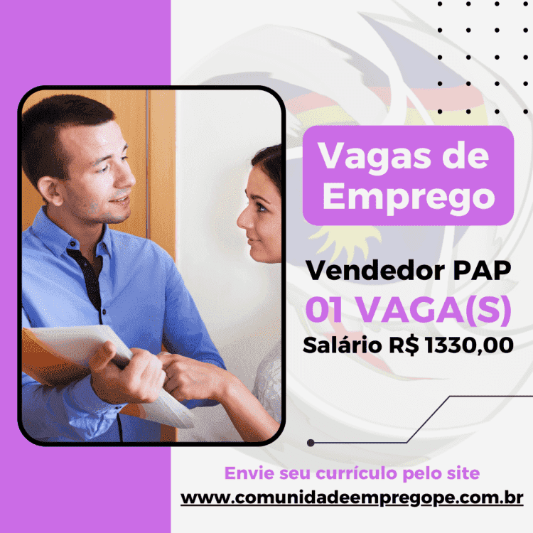 Vendedor PAP com salário de R$ 1330,00 para empresa no segmento de tecnologia e telecomunicação
