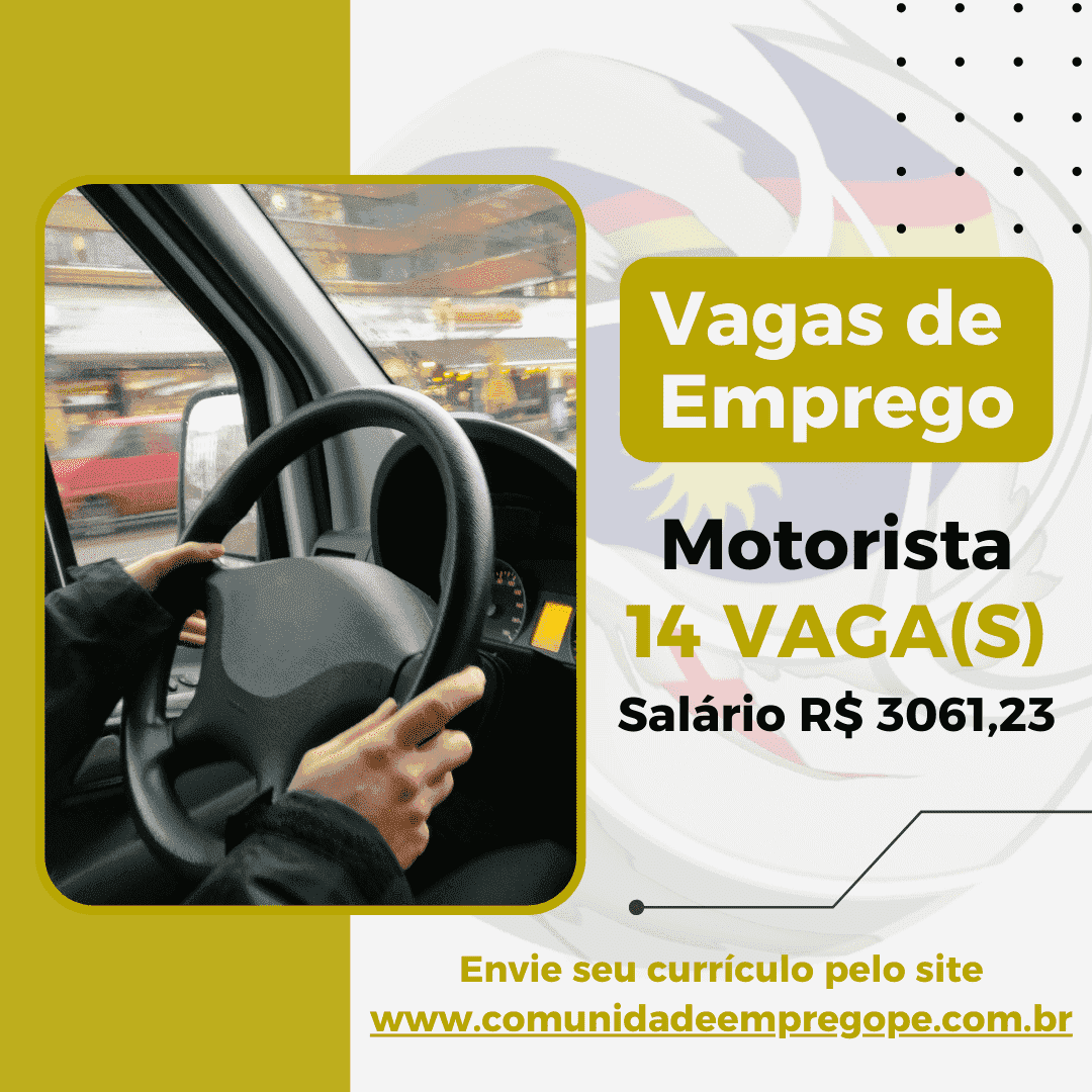 Motorista 14 Vagas Com Salário De R 306123 Para Empresa De Transporte Público Comunidade De 7239