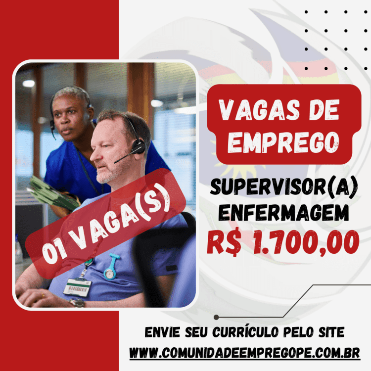 Supervisor(a) Enfermagem - Oncologia com salário de R$ 1700,00 para empresa do segmento hospitalar