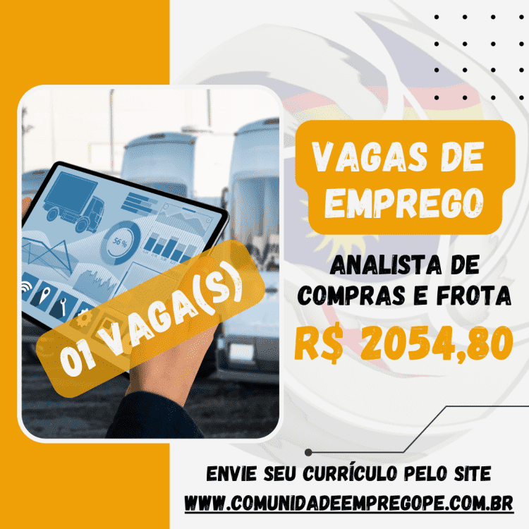 Analista de Compras e Frota com salário de R$ 2054,80 para empresa prestadora de serviços de engenharia