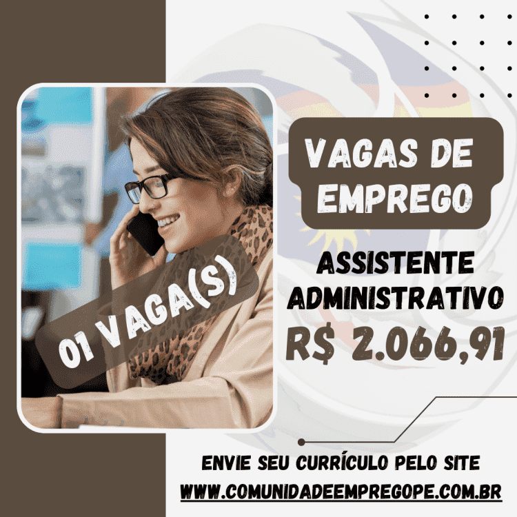 Assistente Administrativo de Vendas com salário de R$ 2066,91 para segmento comercial