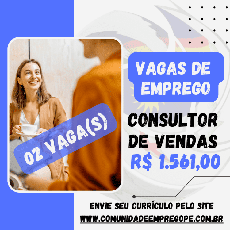 Consultor de Vendas Externo, 02 vagas com salário de R$ 1561,00 para indústria de confecções profissionais