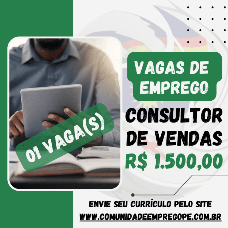 Consultor de Vendas com salário de R$ 1500,00 para empresa de atendimento e serviços