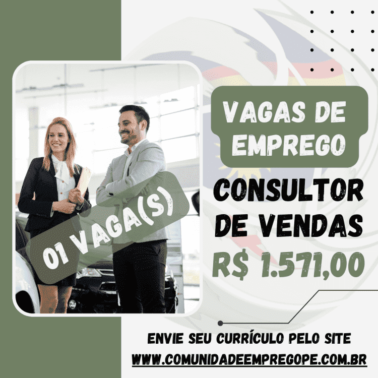 Consultor de Vendas com salário de R$ 1571,00 para empresa do segmento automotivo