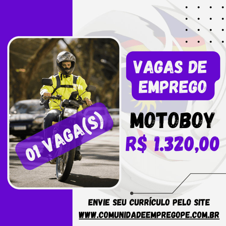 Motoboy com salário de R$ 1320,00 para empresa do segmento de telecomunicação