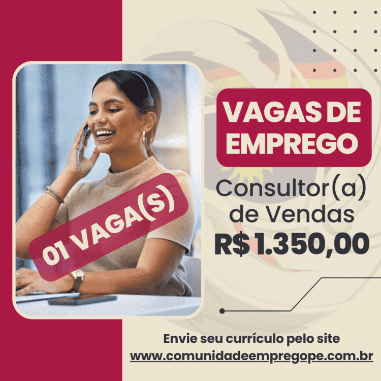 Consultor(a) de Vendas com salário de R$ 1350,00 para segmento de saúde e bem estar