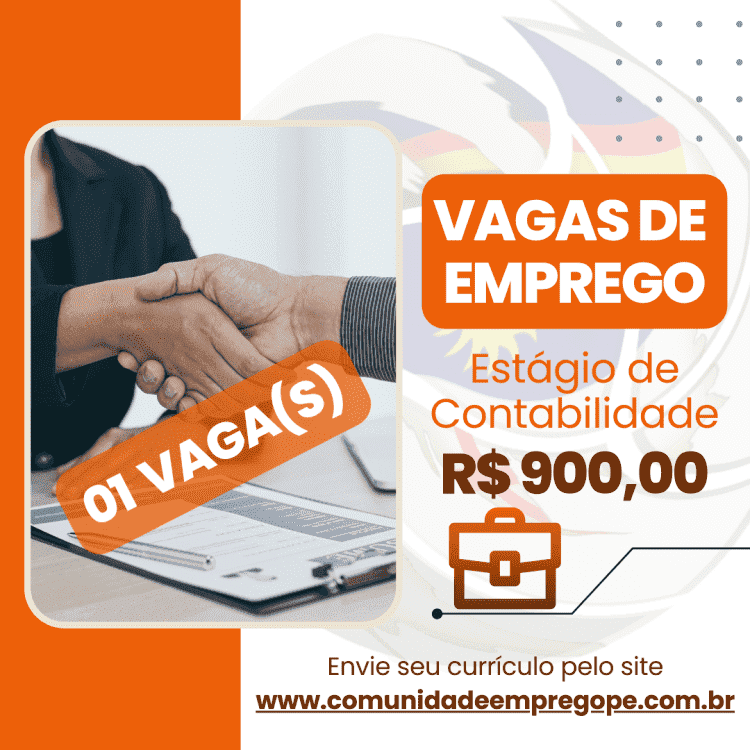 Estágio de Contabilidade com bolsa de R$ 900,00 para segmento de construção civil