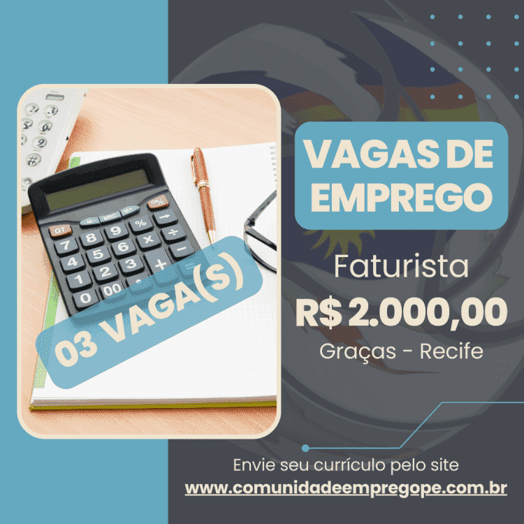 Faturista com salário de R$ 2000,00 para empresa do segmento clínico