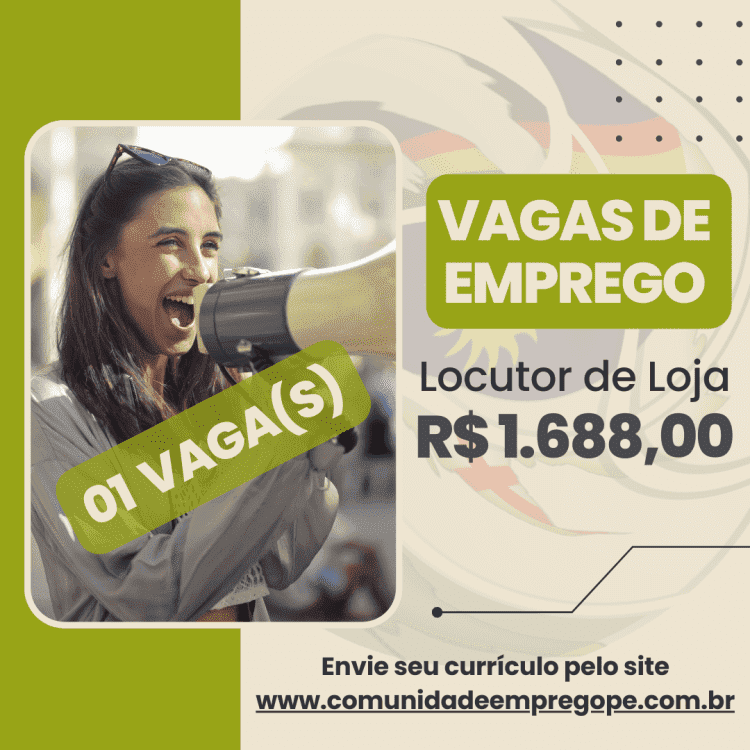 Locutor de Loja com salário de R$ 1688,00 para lojas de produto de beleza e higiene pessoal