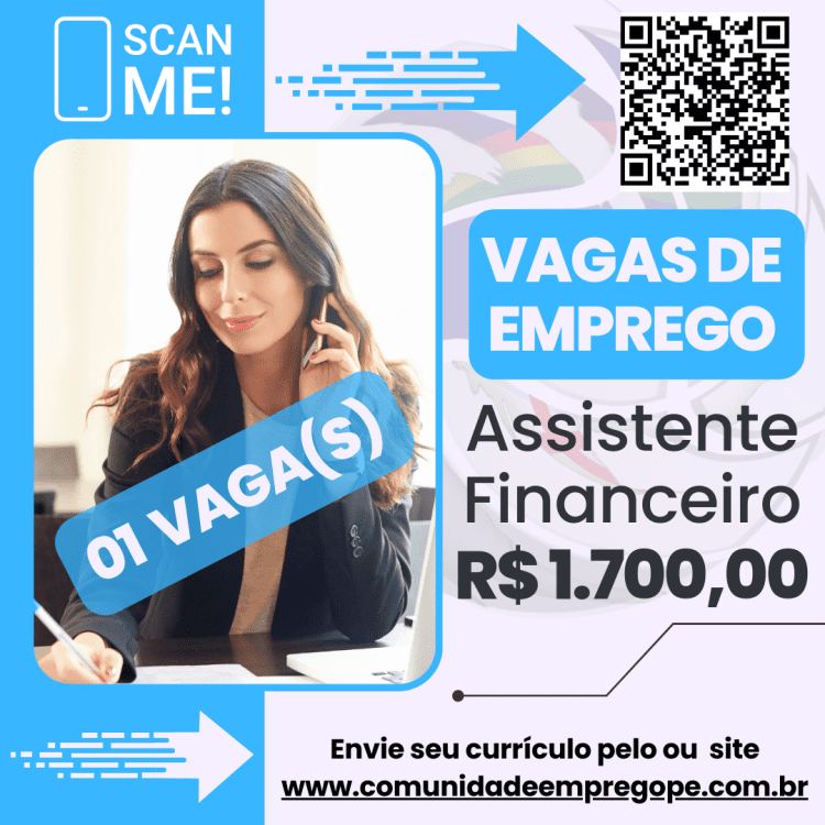 Assistente Financeiro com salário de R$ 1700,00 para segmento de distribuidora
