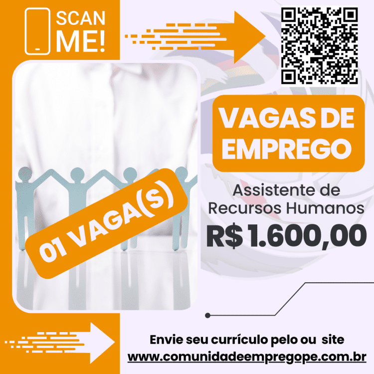 Assistente de Recursos Humanos com salário de R$ 1600,00 para empresa com atuação no ramo de saúde e bem-estar