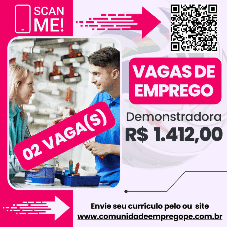 Demonstradora com salário de R$ 1412,00 para empresa do segmento de terceirização