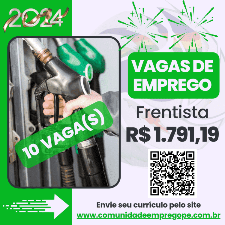 Frentista, 10 vagas com salário de R$ 1791,19 para segmento de posto de combustível