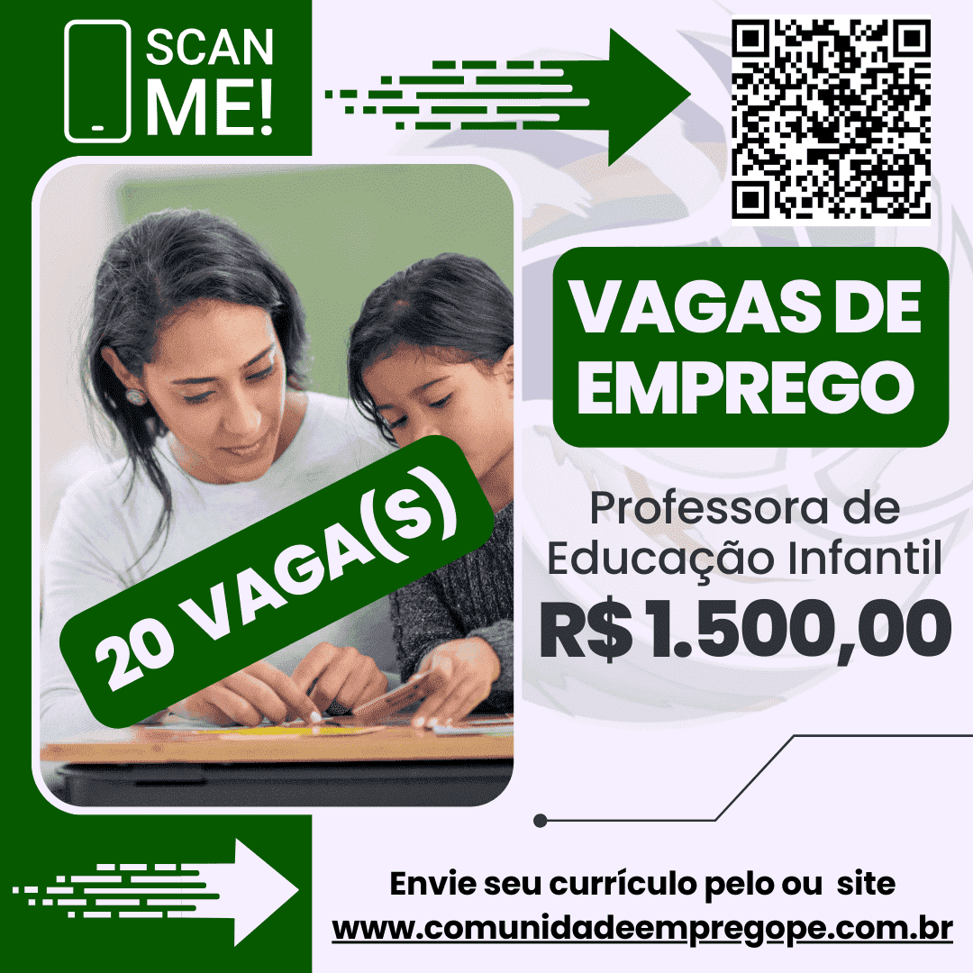 Professora De Educação Infantil, 20 Vagas Com Salário De R$ 1500,00 ...