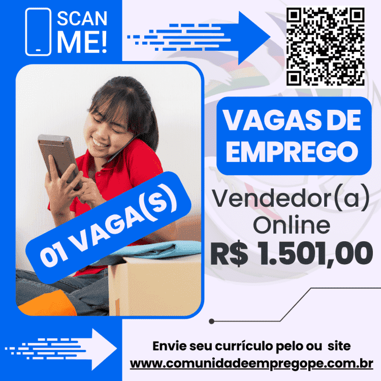 Vendedor(a) Online com salário de R$ 1501,00 para segmento de empresa de confecção de material