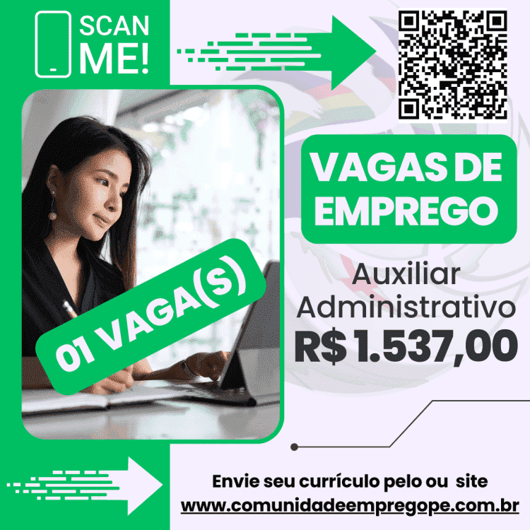 Auxiliar Administrativo Comercial com salário de R$ 1537,00 para segmento de indústria alimentícia