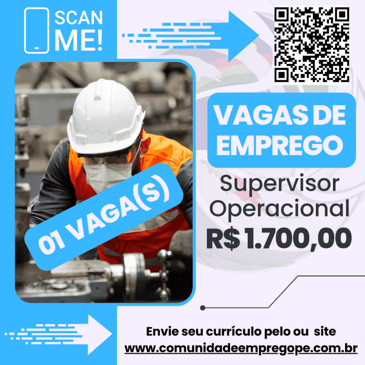 Supervisor Operacional com salário de R$ 1700,00 para lanchonete e restaurante