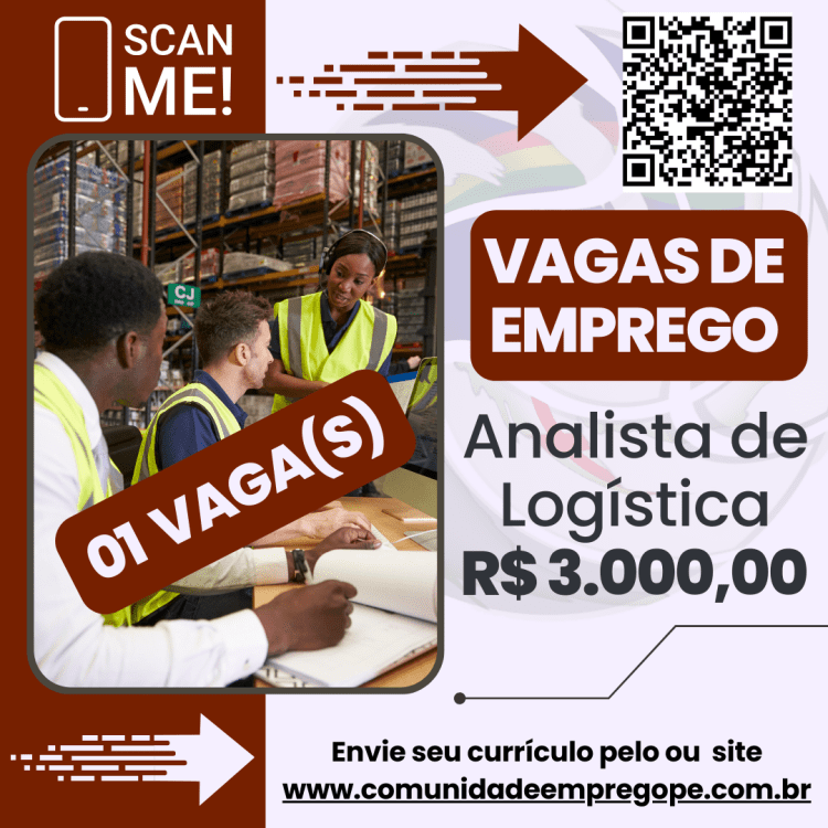 Analista de Logística com salário de R$ 3000,00 para indústria de produtos de limpeza