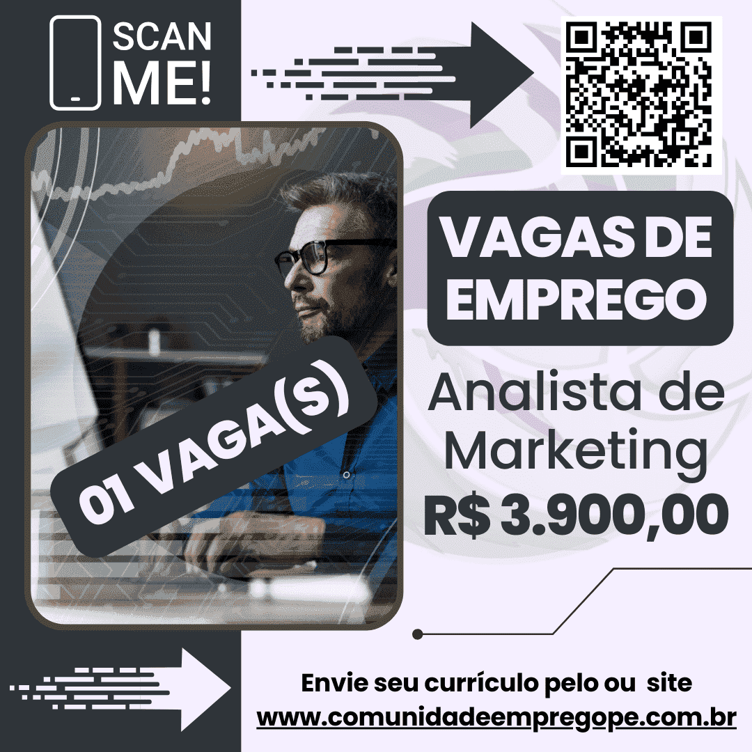 Analista de Marketing com salário de R$ 3900,00 para segmento de rede ...