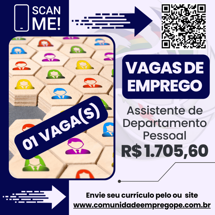 Assistente de Departamento Pessoal (Temporário) com salário de R$ 1705,60 para segmento de transportes